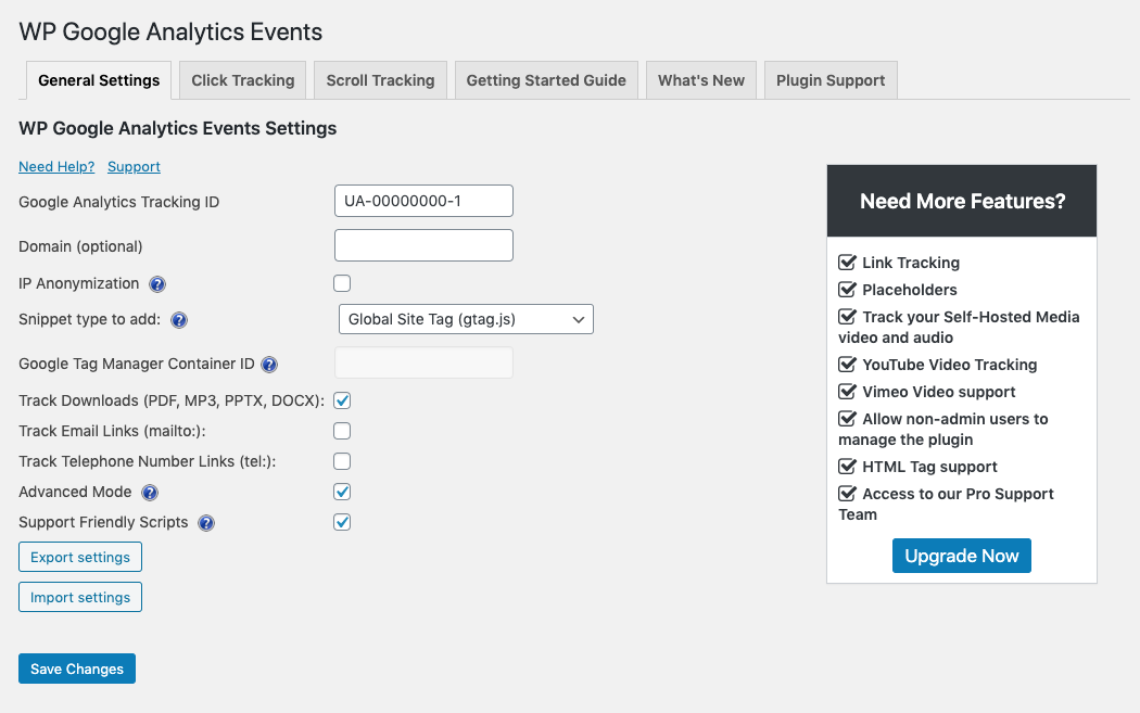 WP Google Analytics Events &#8211; No-Code Custom Event Tracking for Google Analytics