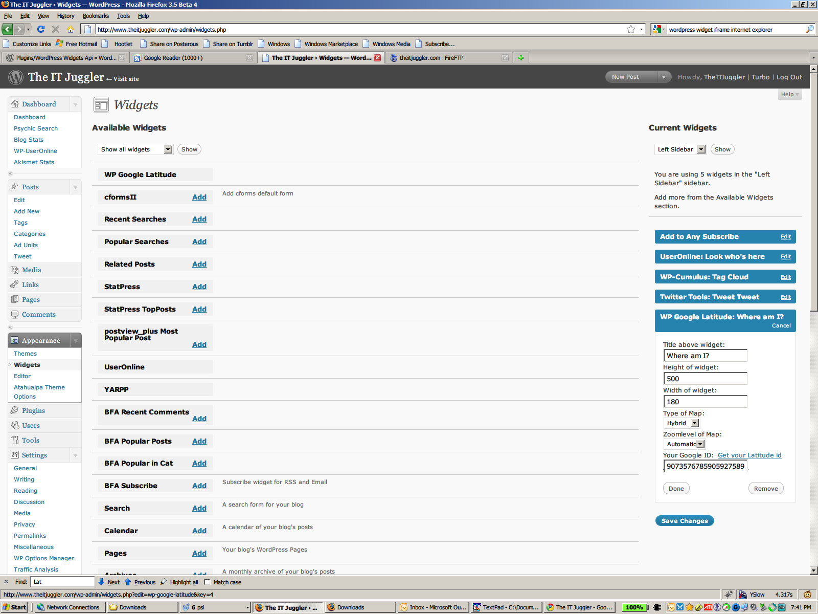 This is what you should see when editing the configuration of the widget.
