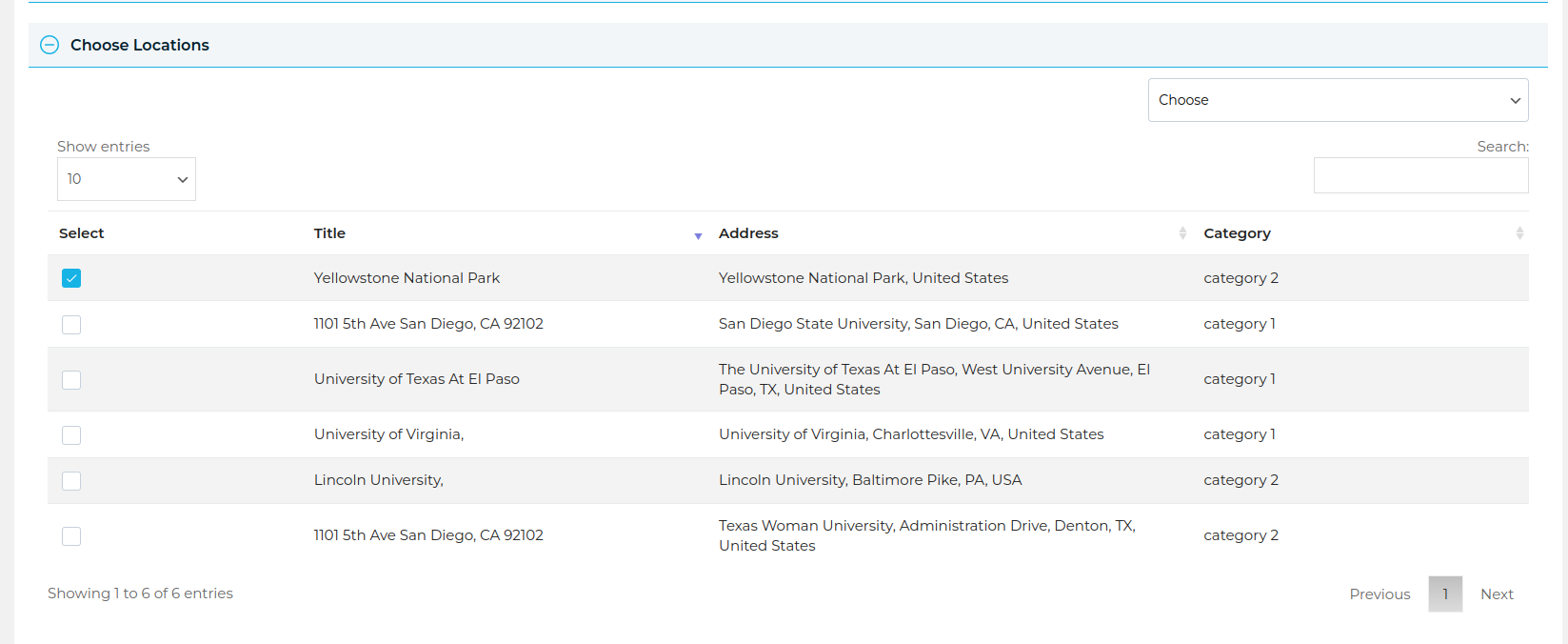 Manage maps page.