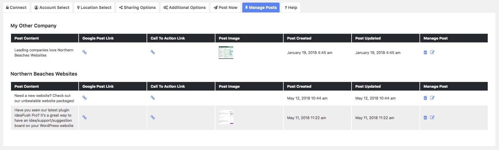 View, edit and remove posts from the plugin settings