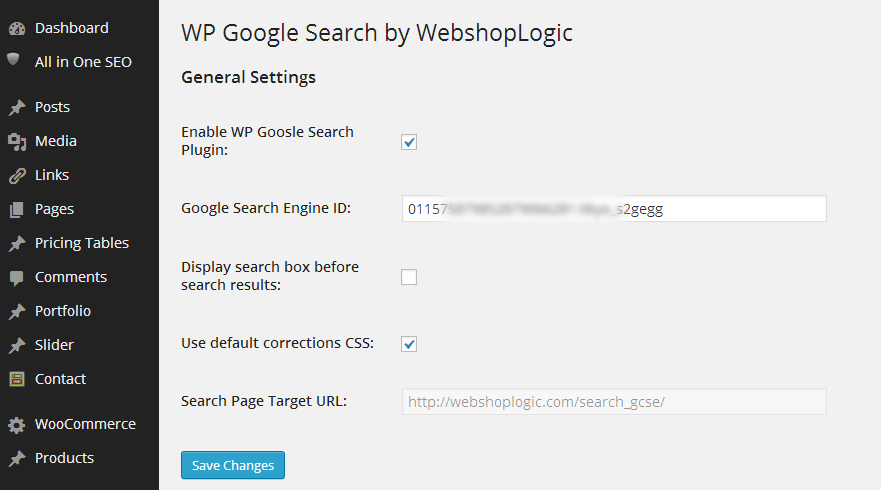 <p>Enter search engine ID into plugin admin panel</p>