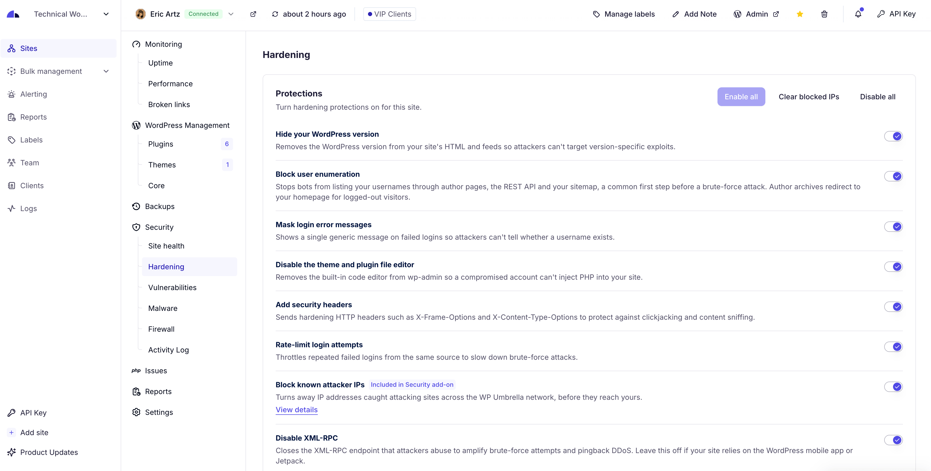 WP Umbrella: Security Backup Restore &amp; Monitoring screenshot 7
