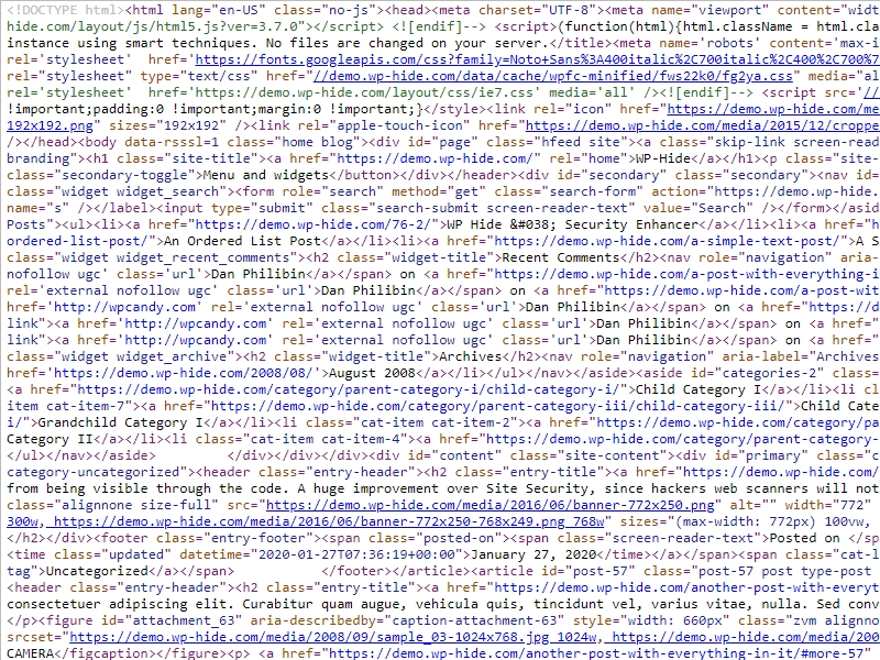 Sample front html code.