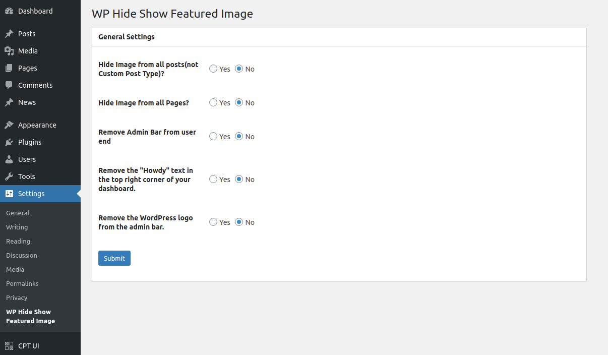 Plugin Settings Panel