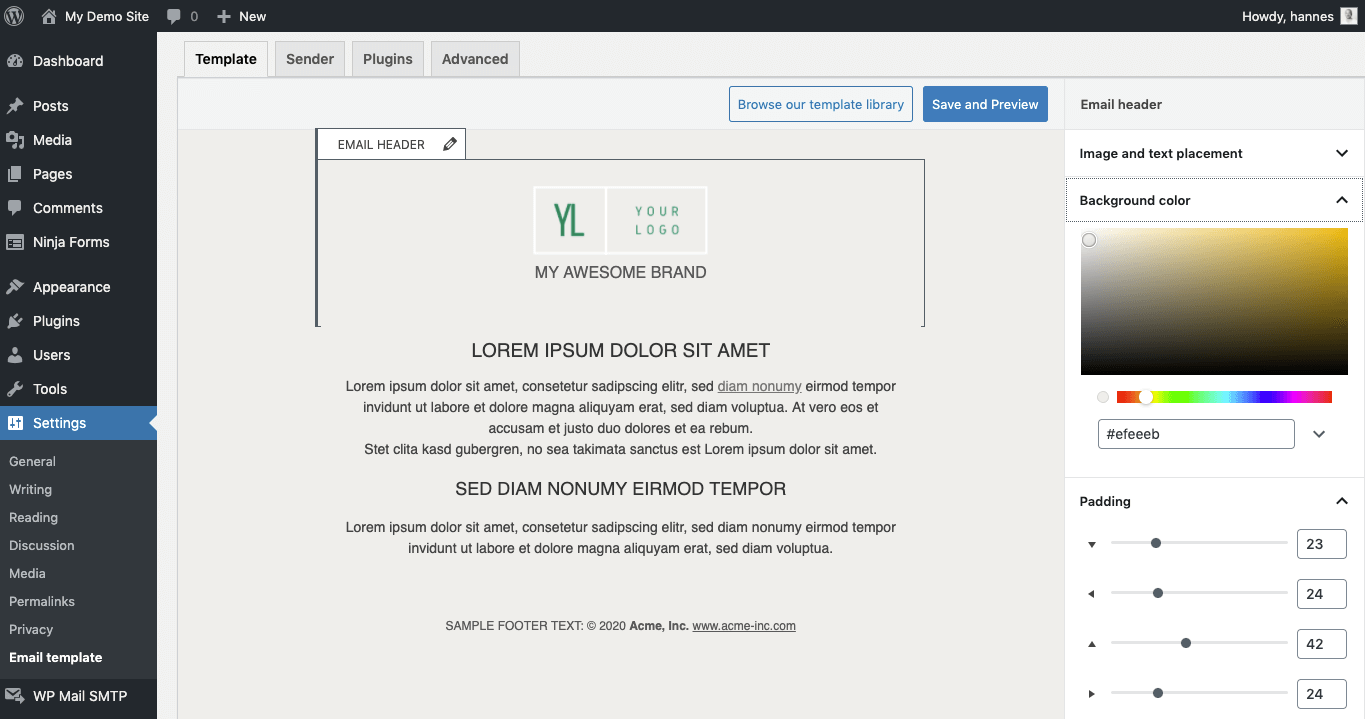 Use text or image header