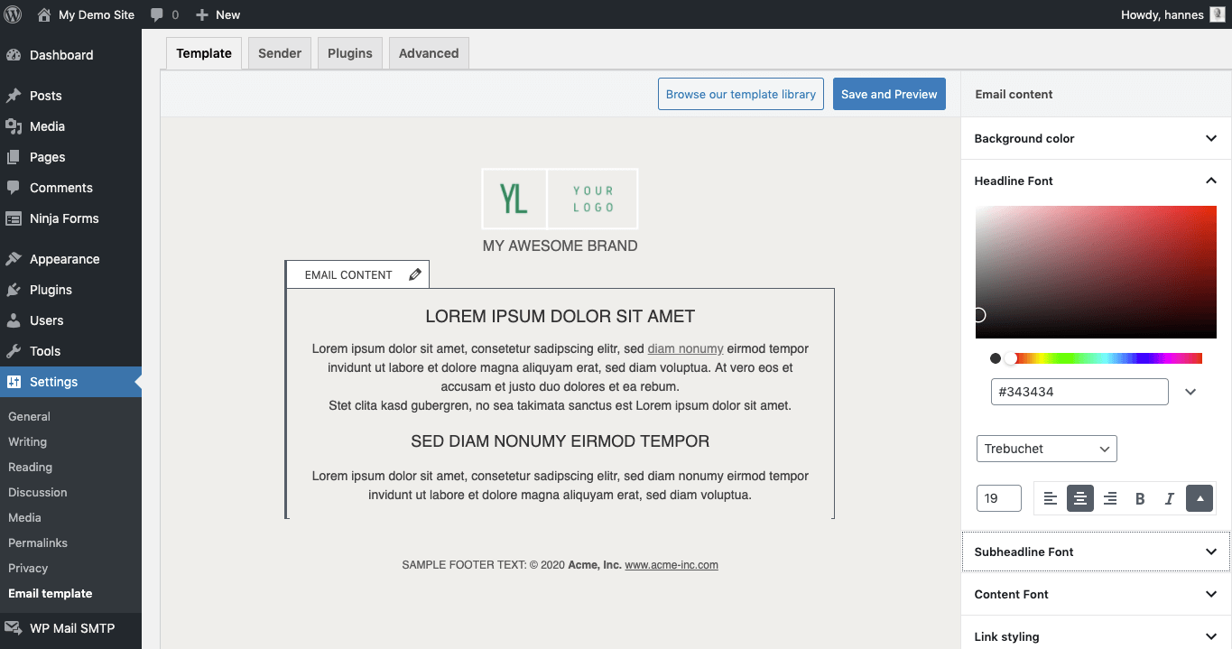 set global font settings