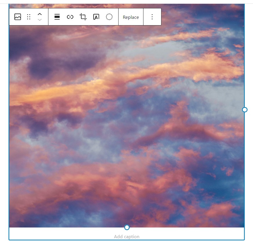 Select your image (or add a new one from Gutenberg blocks).