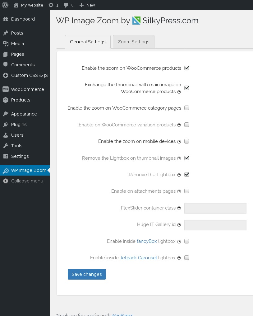 <p>General configuration menu</p>