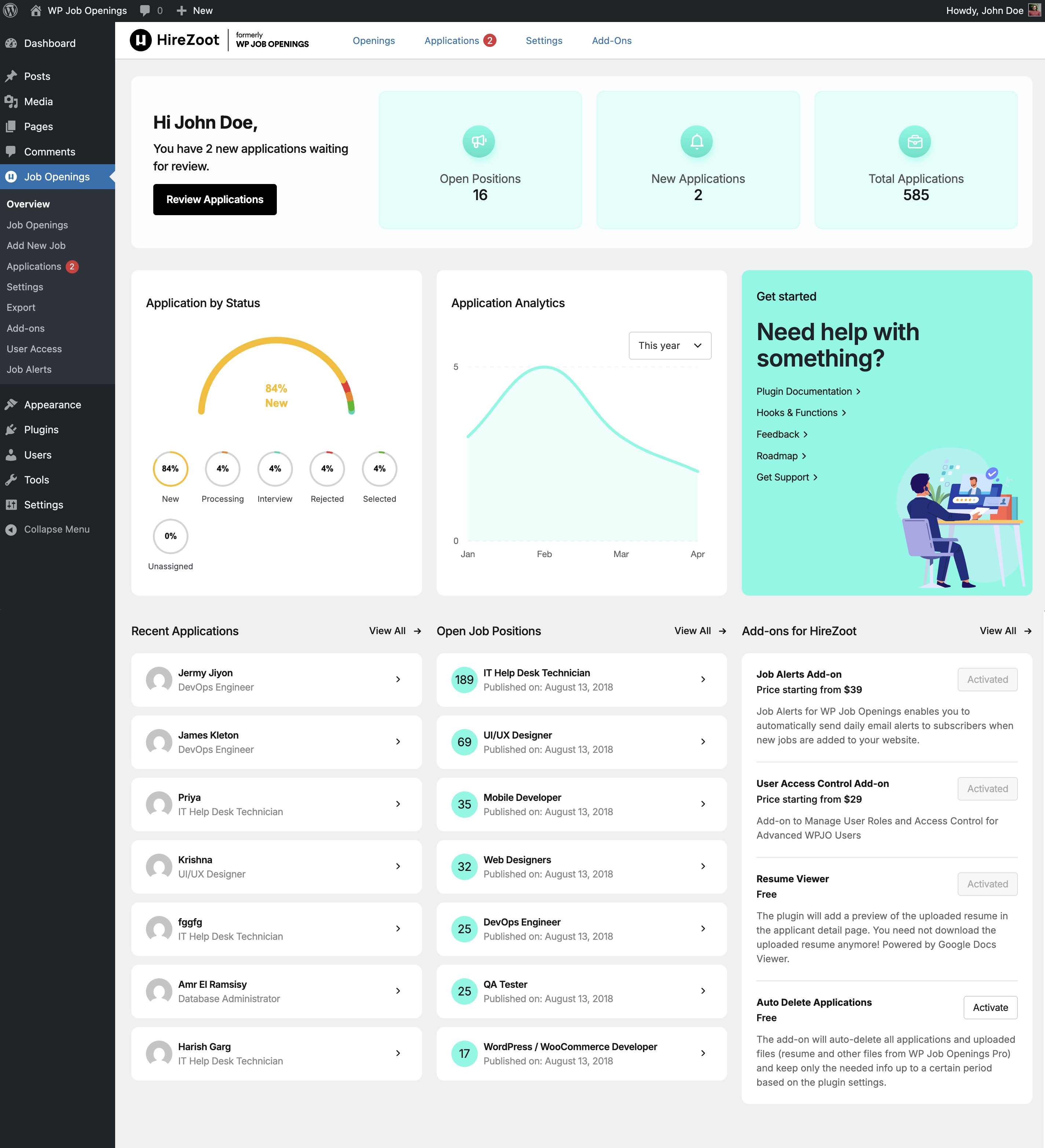 Job Openings and Applications Dashboard