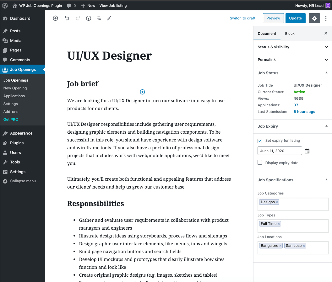 Application Detail View
