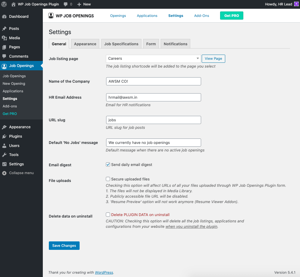 General Settings