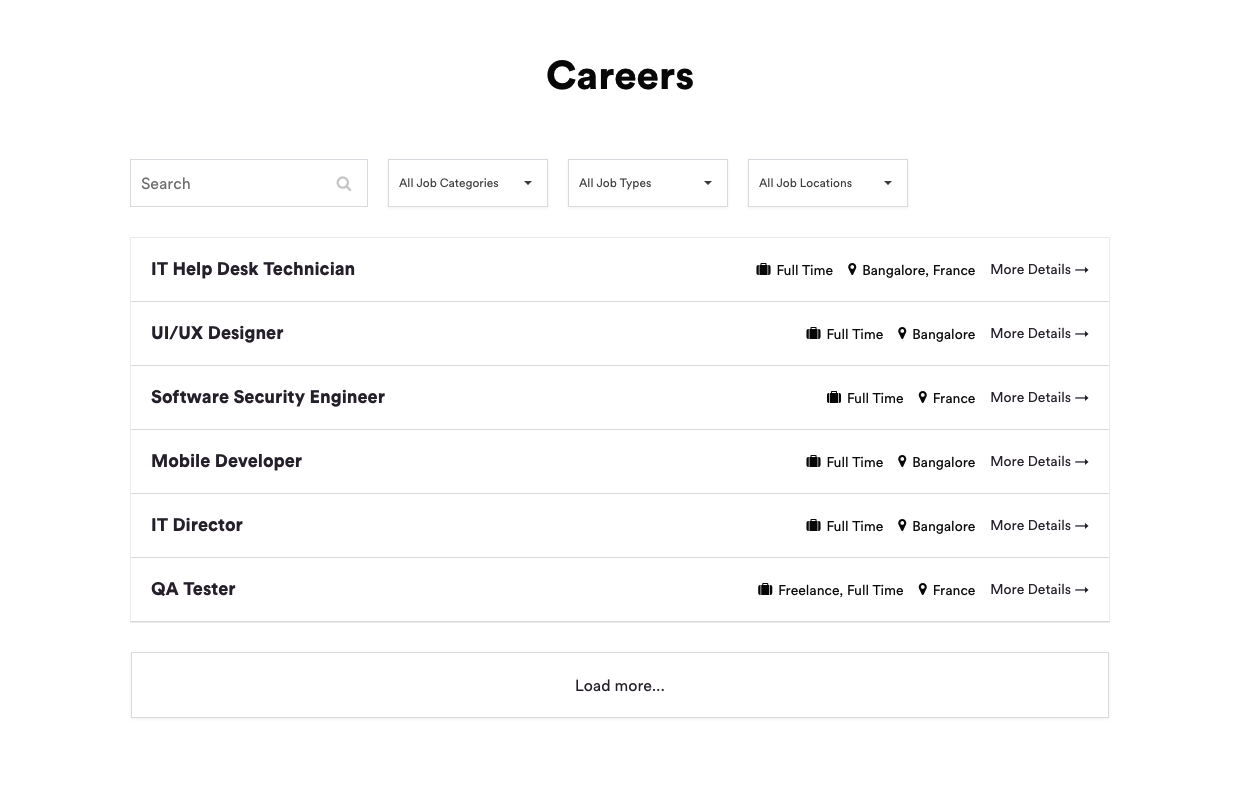 Job listing - List View