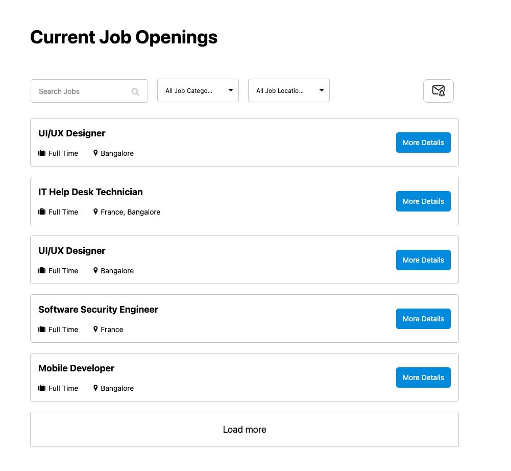 Job listing - List View