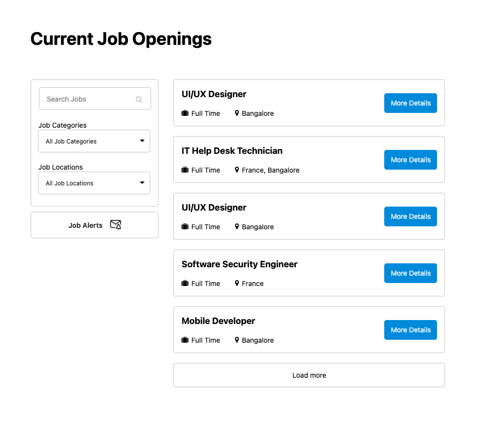 Job listing - Stack View