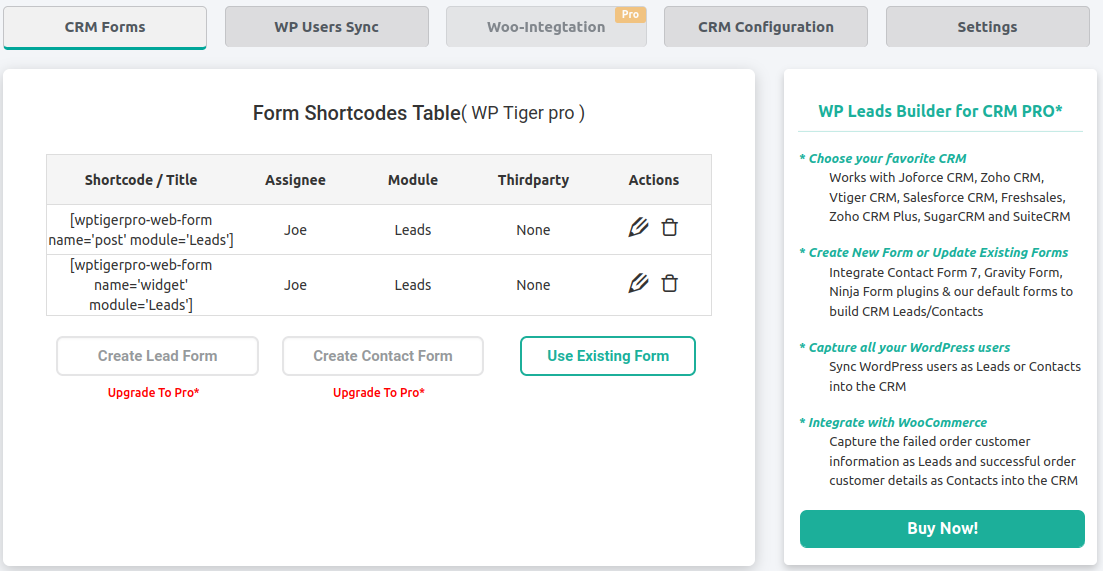 Form type, email and debug settings