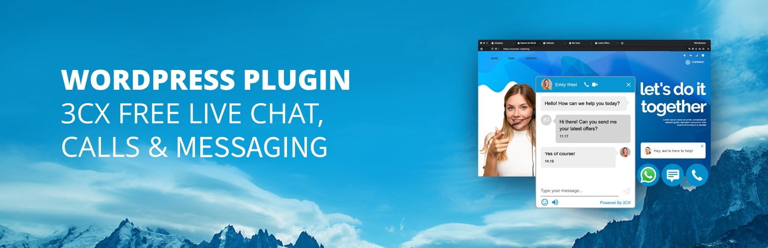 WordPress 外掛 3CX Free Live Chat, Calls & Messaging 的封面圖片。