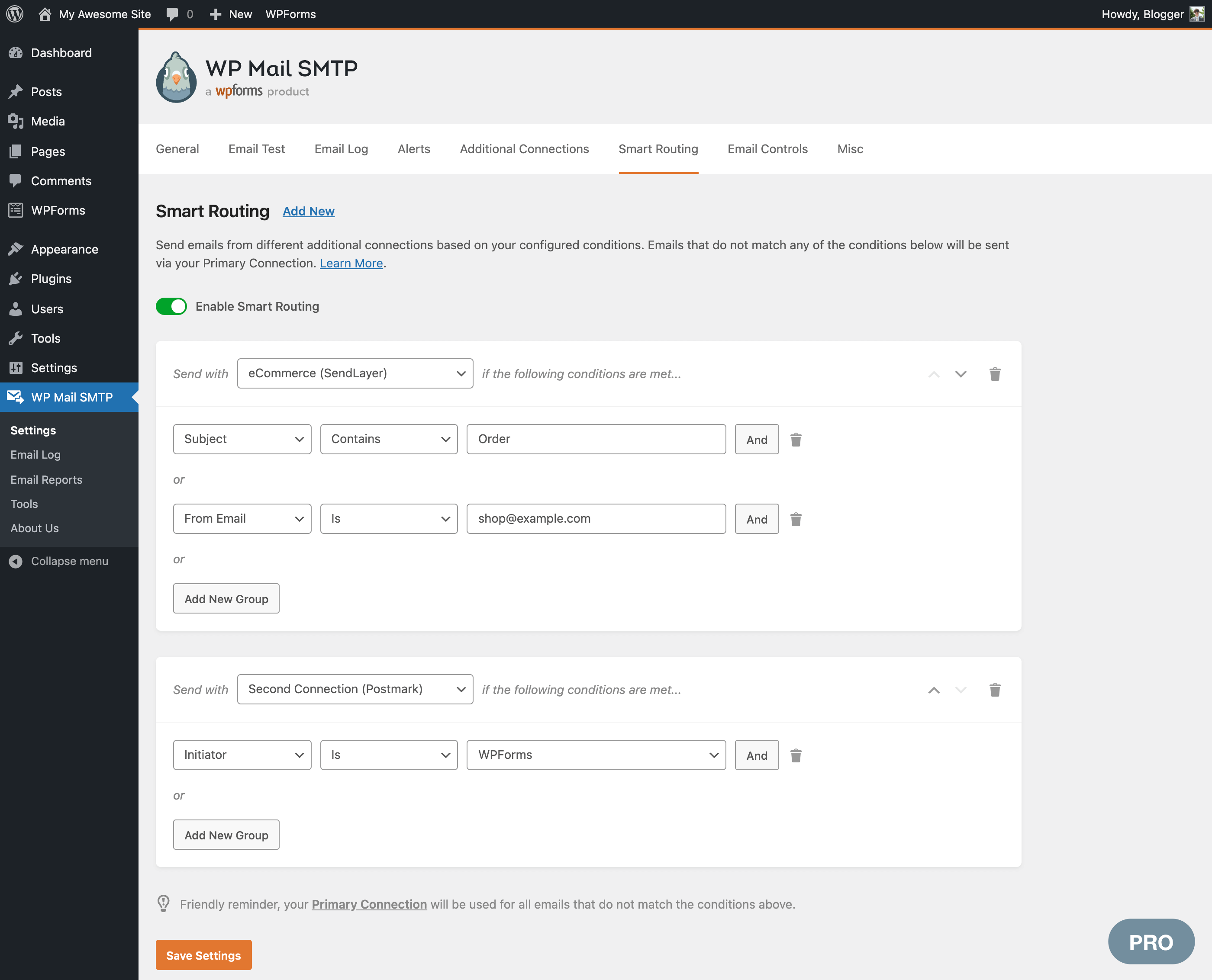 Smart Routing - Conditional logic for email sending (Pro)