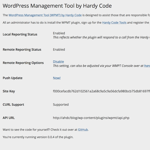 WordPress Management Tool by Hardy Code