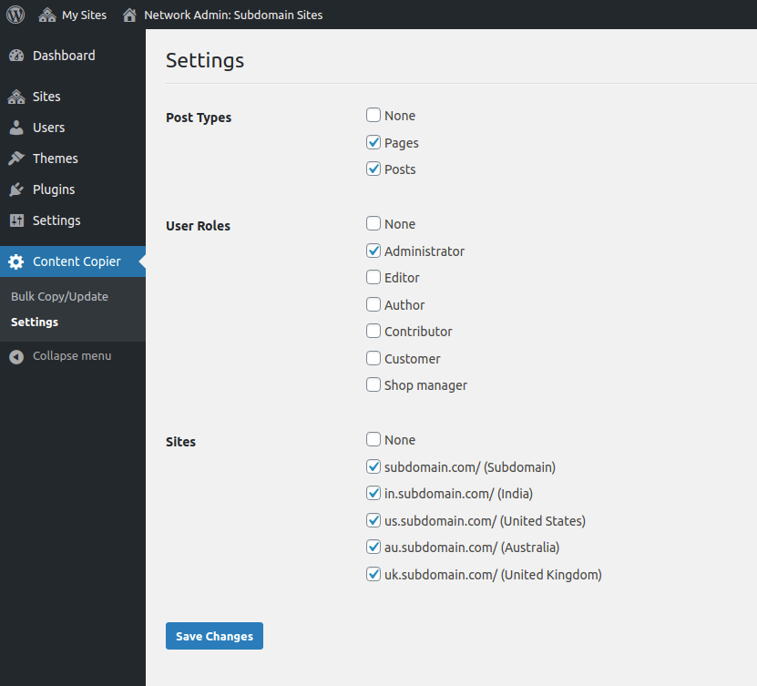 <strong>Individual Copy/Update:</strong> Settings