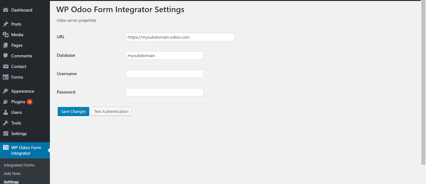 WP Odoo Form Integrator