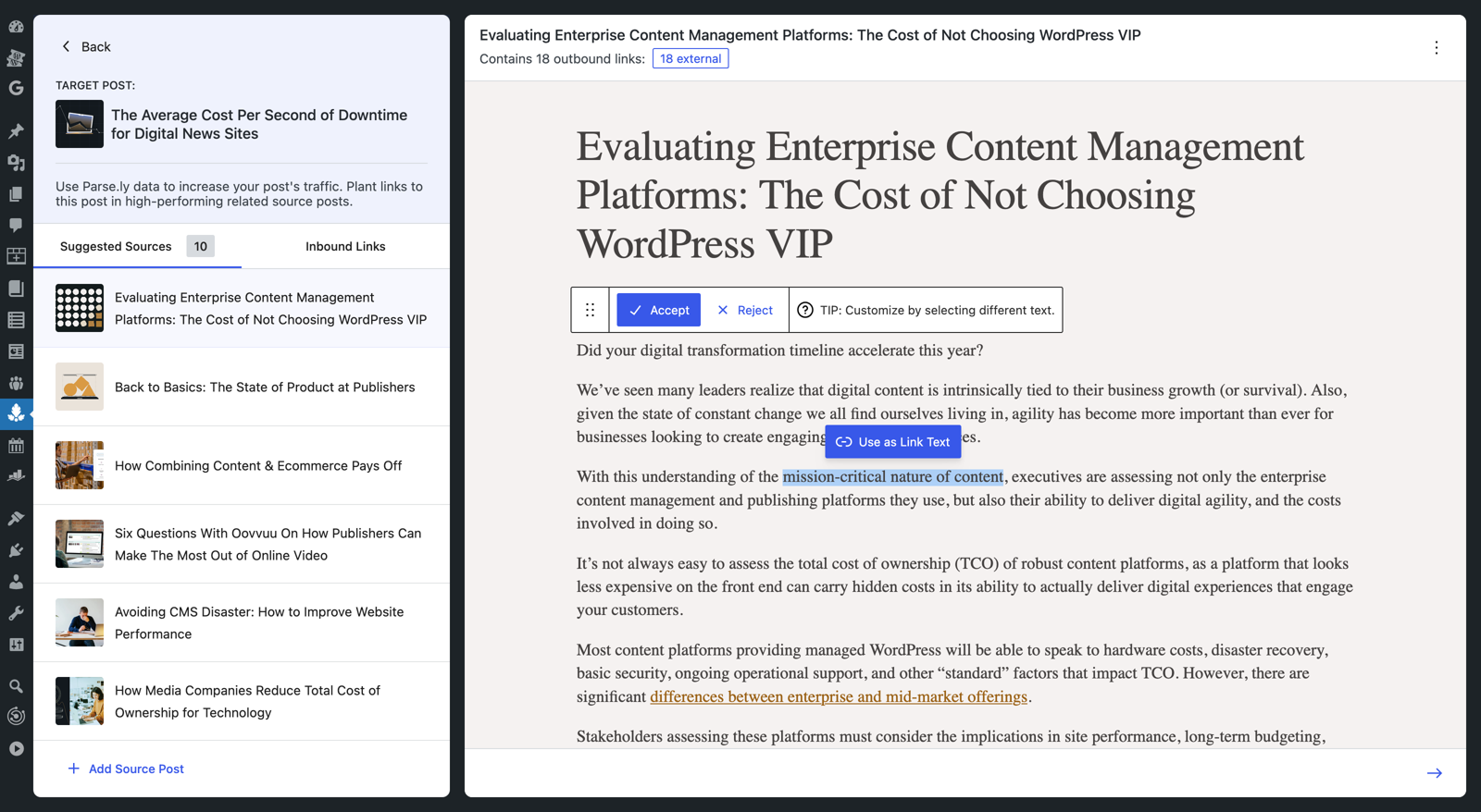 A funcionalidade Traffic Boost do Parse.ly.<br />