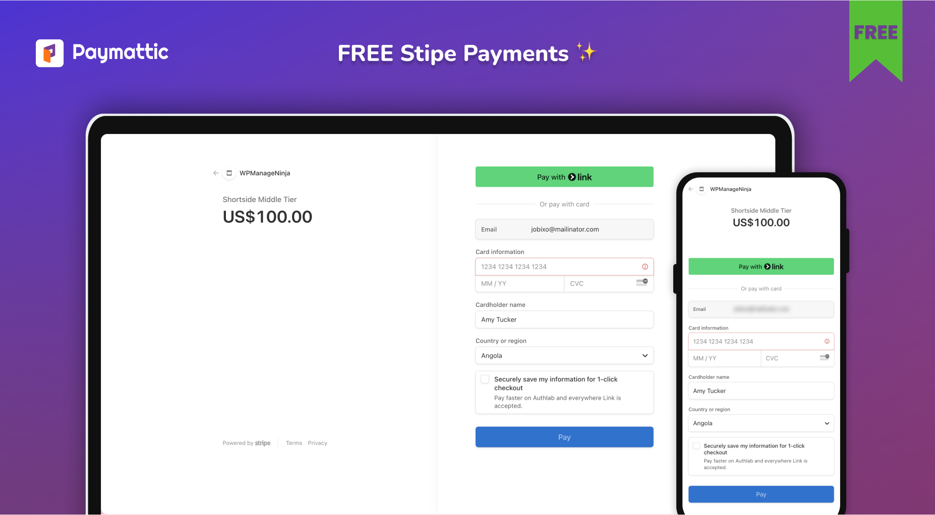 Receive donations and accept payments with Stripe for free. You can redirect customers to the Stripe checkout page or accept embedded payments and donations.