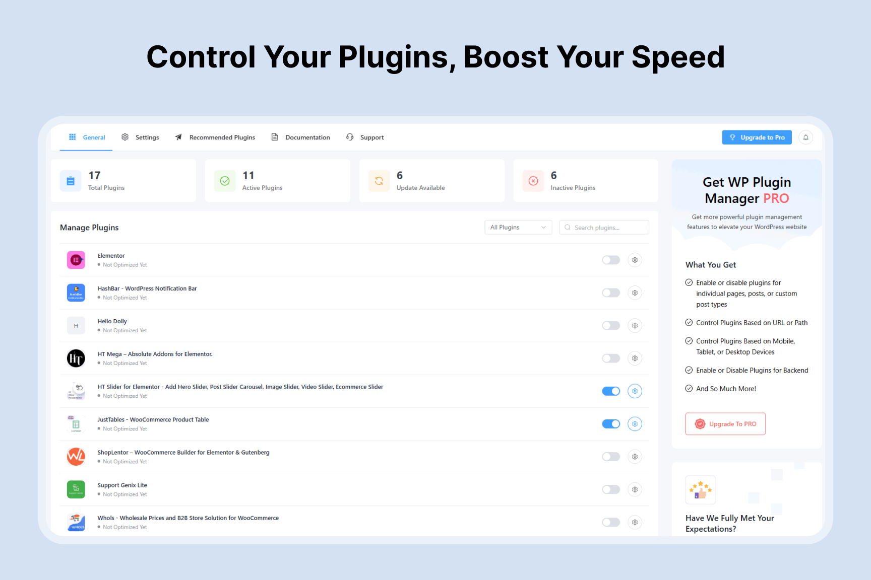 Plugin Dashboard
