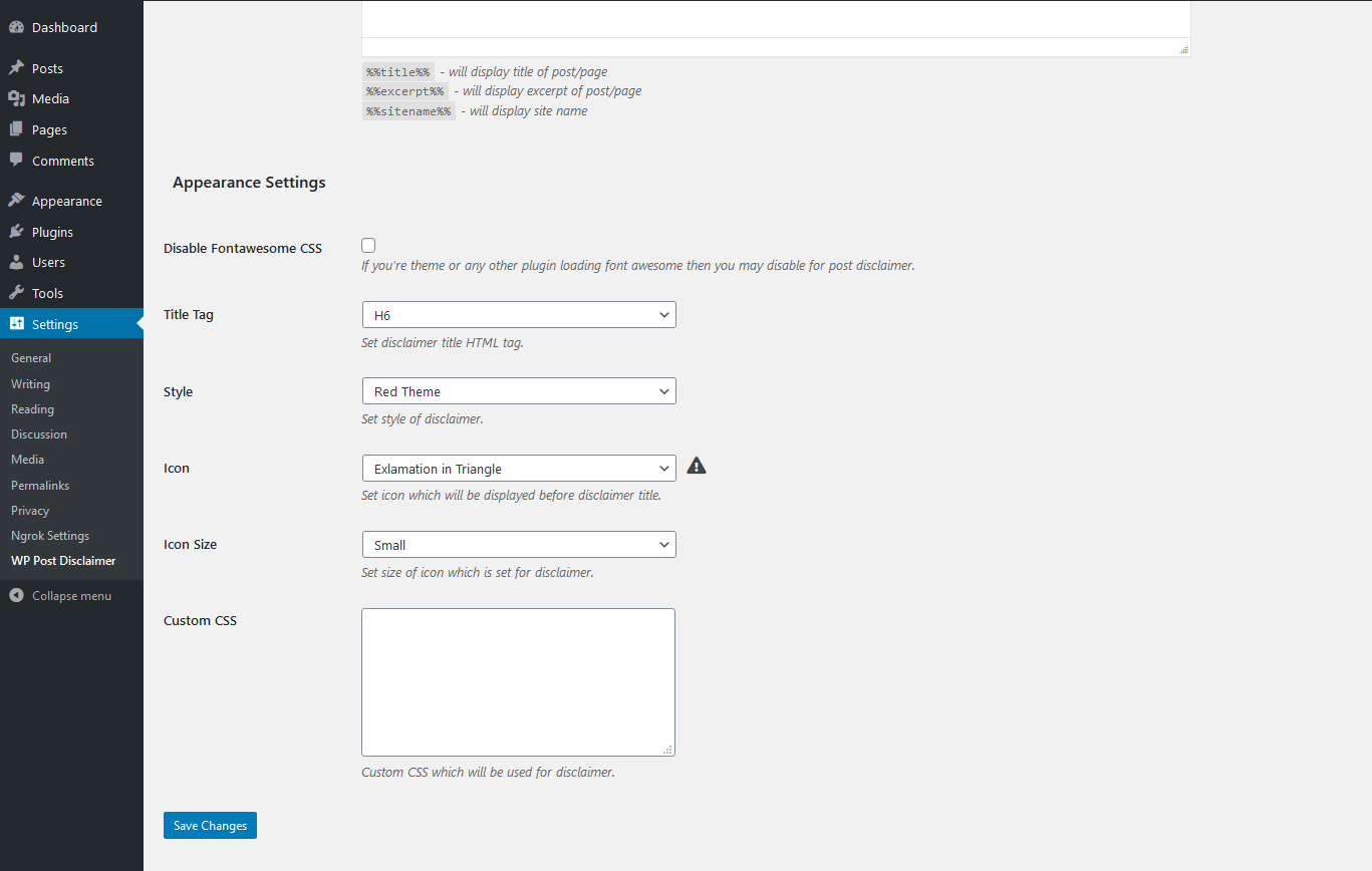 Global Appearance Settings