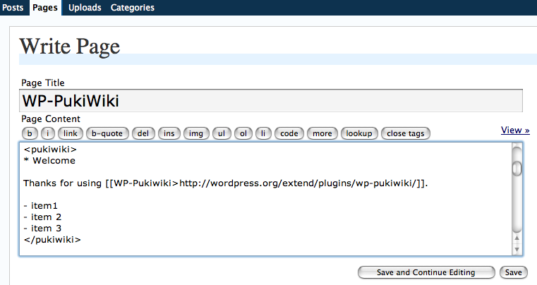 Make a region of your writing enclosed by pseudo pukiwiki tags (<pukiwiki> and </pukiwiki>) and you can use PukiWiki syntax in writing your documents.