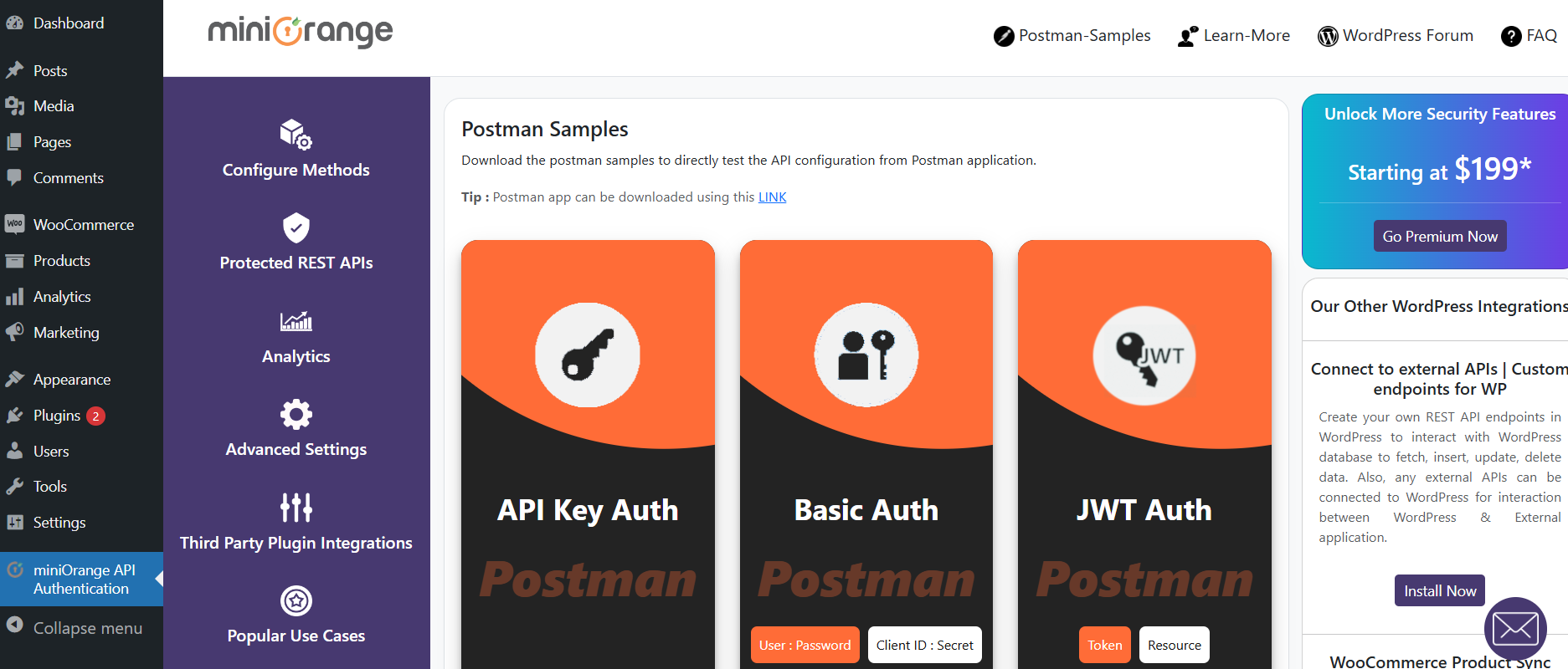 Postman Sample Settings