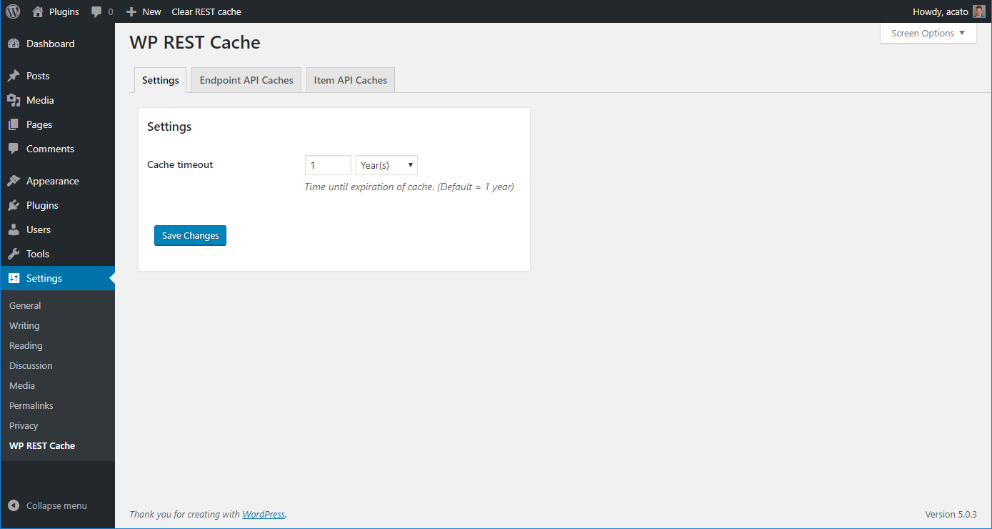Settings for the WP REST Cache plugin.