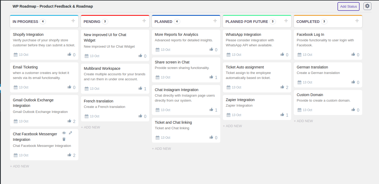 WP Roadmap &#8211; Product Feedback Board