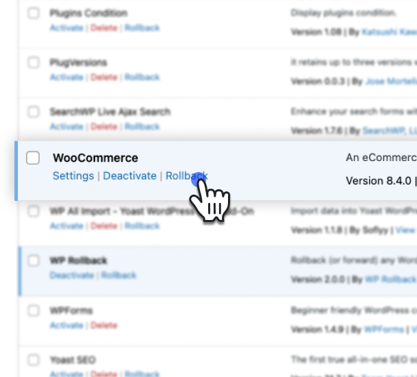 WP Rollback &#8211; Rollback Plugins and Themes