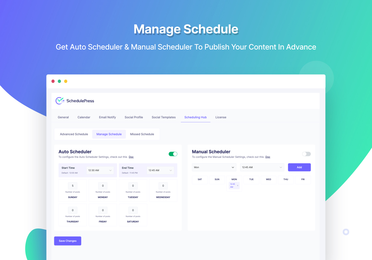 Manage Schedule (Pro Feature)