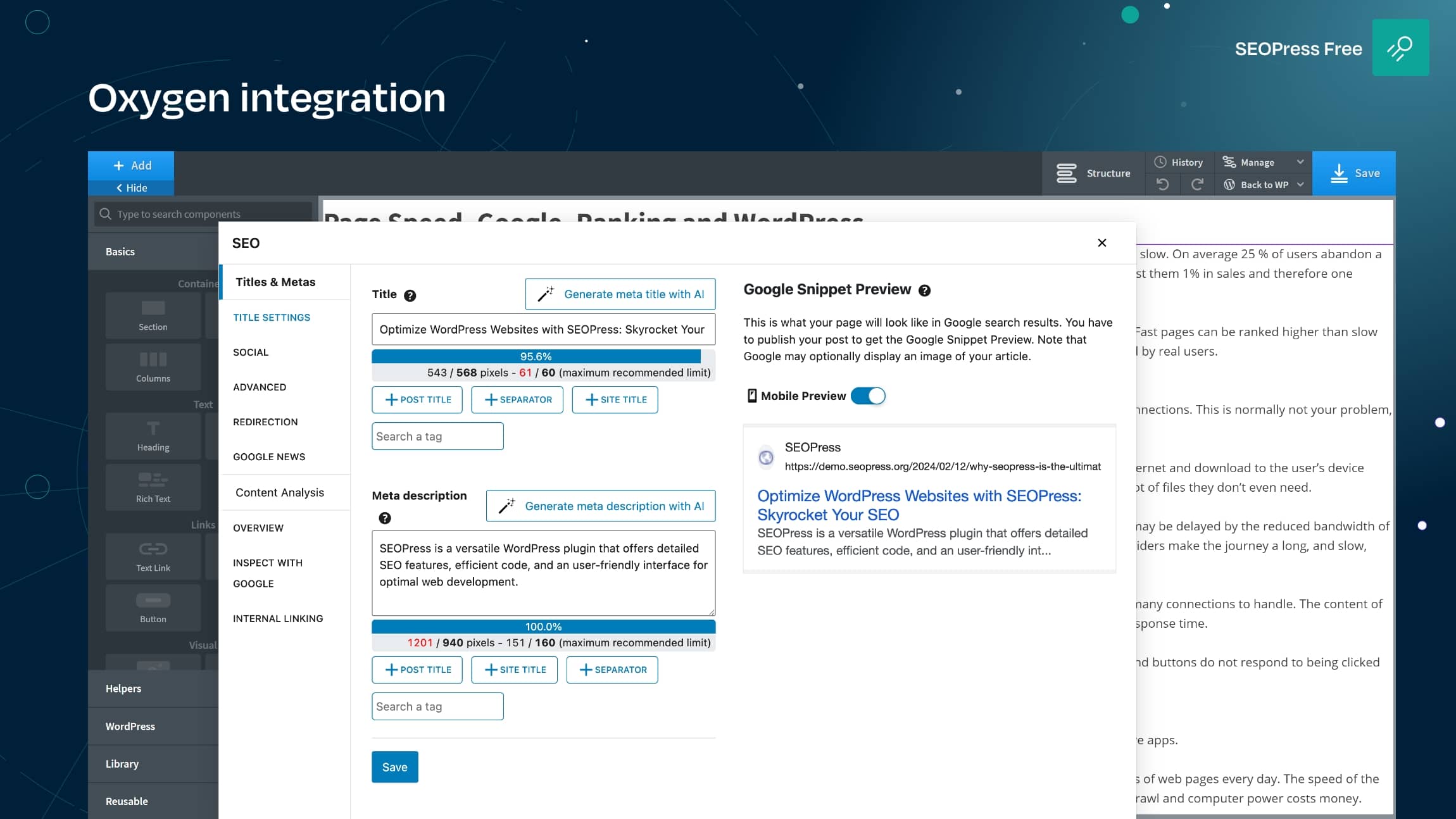 Oxygen integration