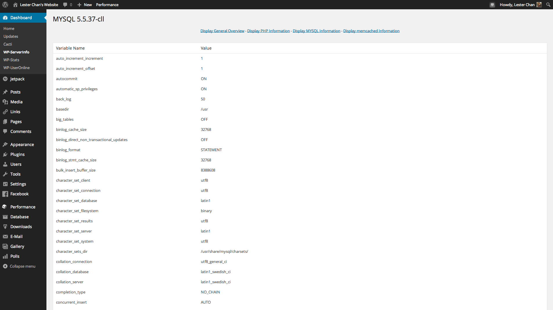 MYSQL Info