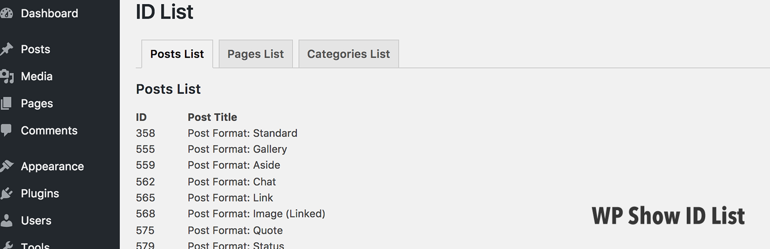 WP Show ID List