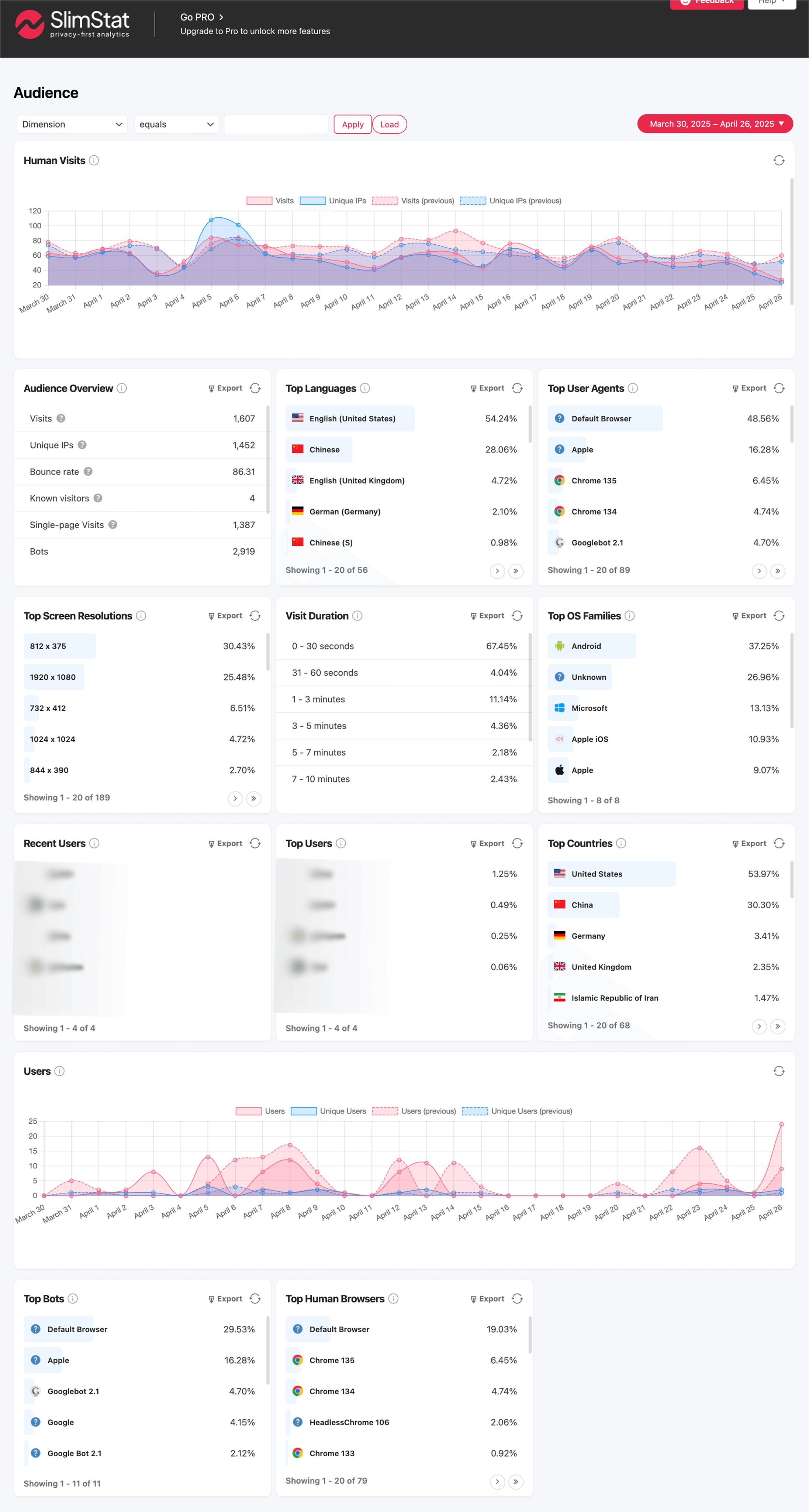 <strong>Audience</strong> - See your visitors' full information