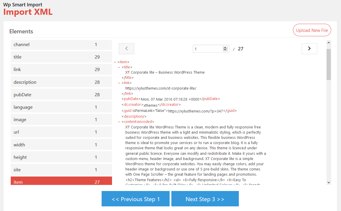 Step 2: View File structure &amp; select element.