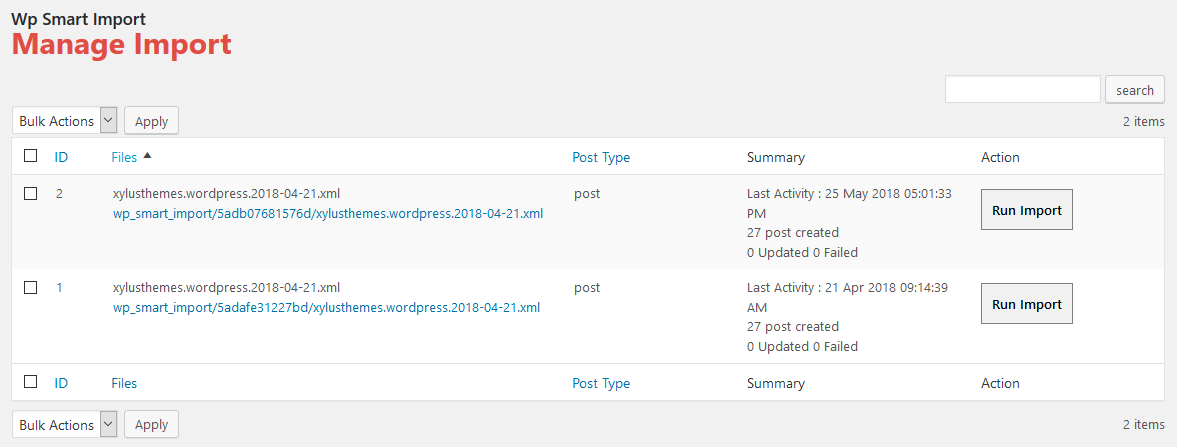 Manage Imports