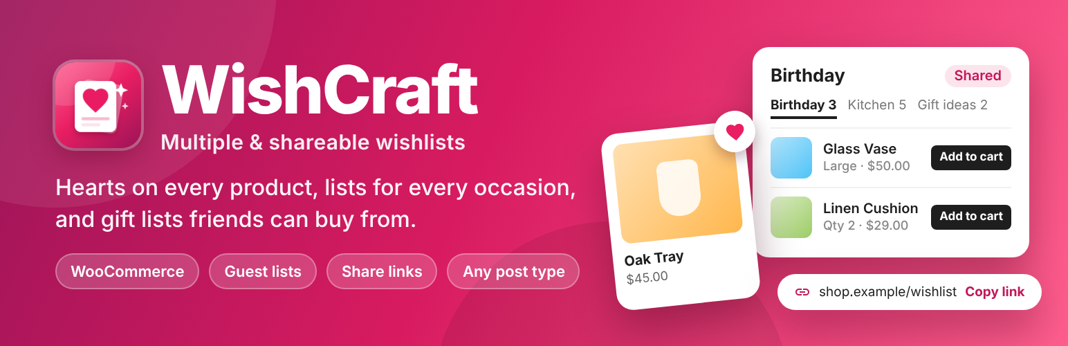WishCraft – Multiple & Shareable Wishlists preview