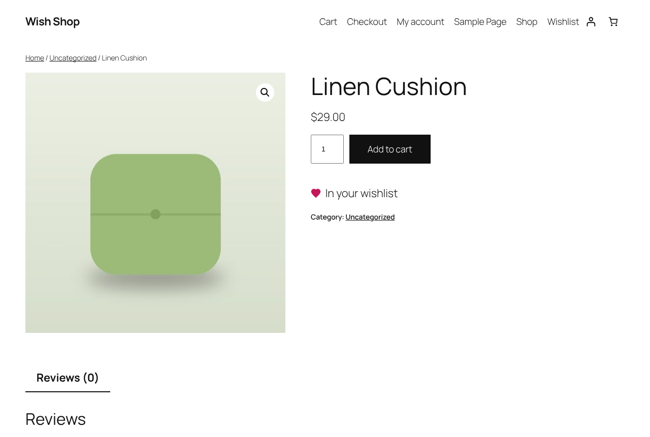 The heart button on a WooCommerce product page.