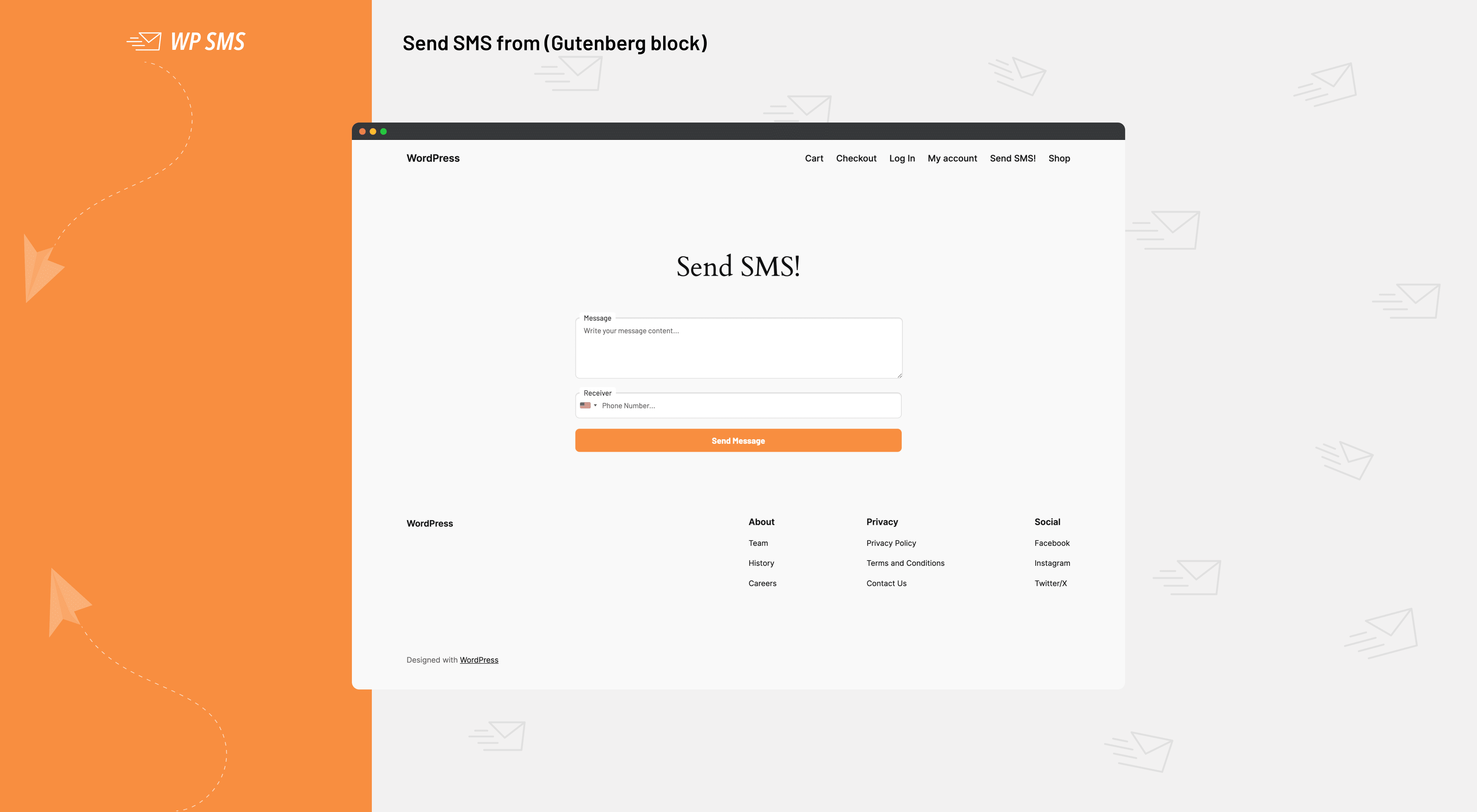 Send SMS form (Gutenberg block)