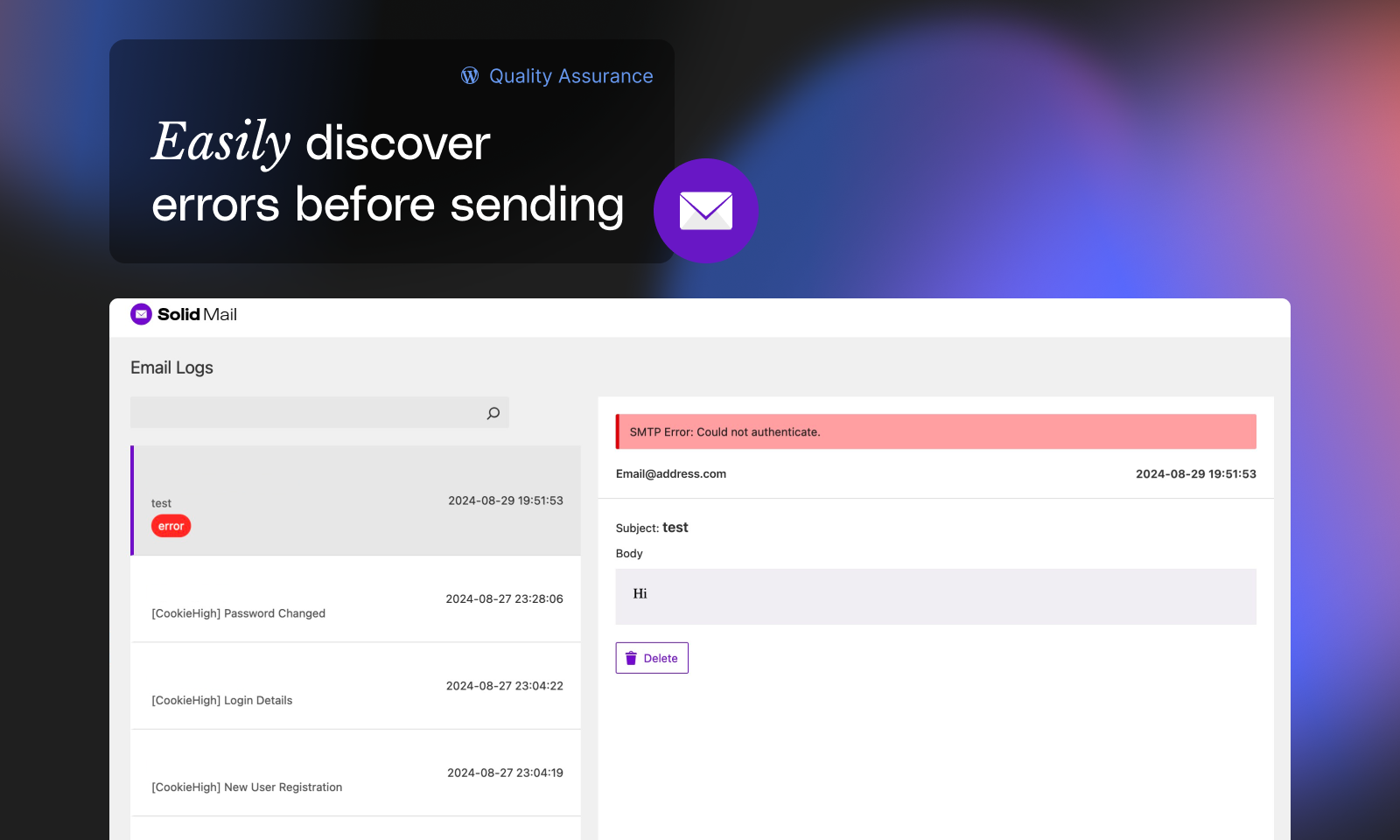 Solid Mail – SMTP email and logging made by SolidWP