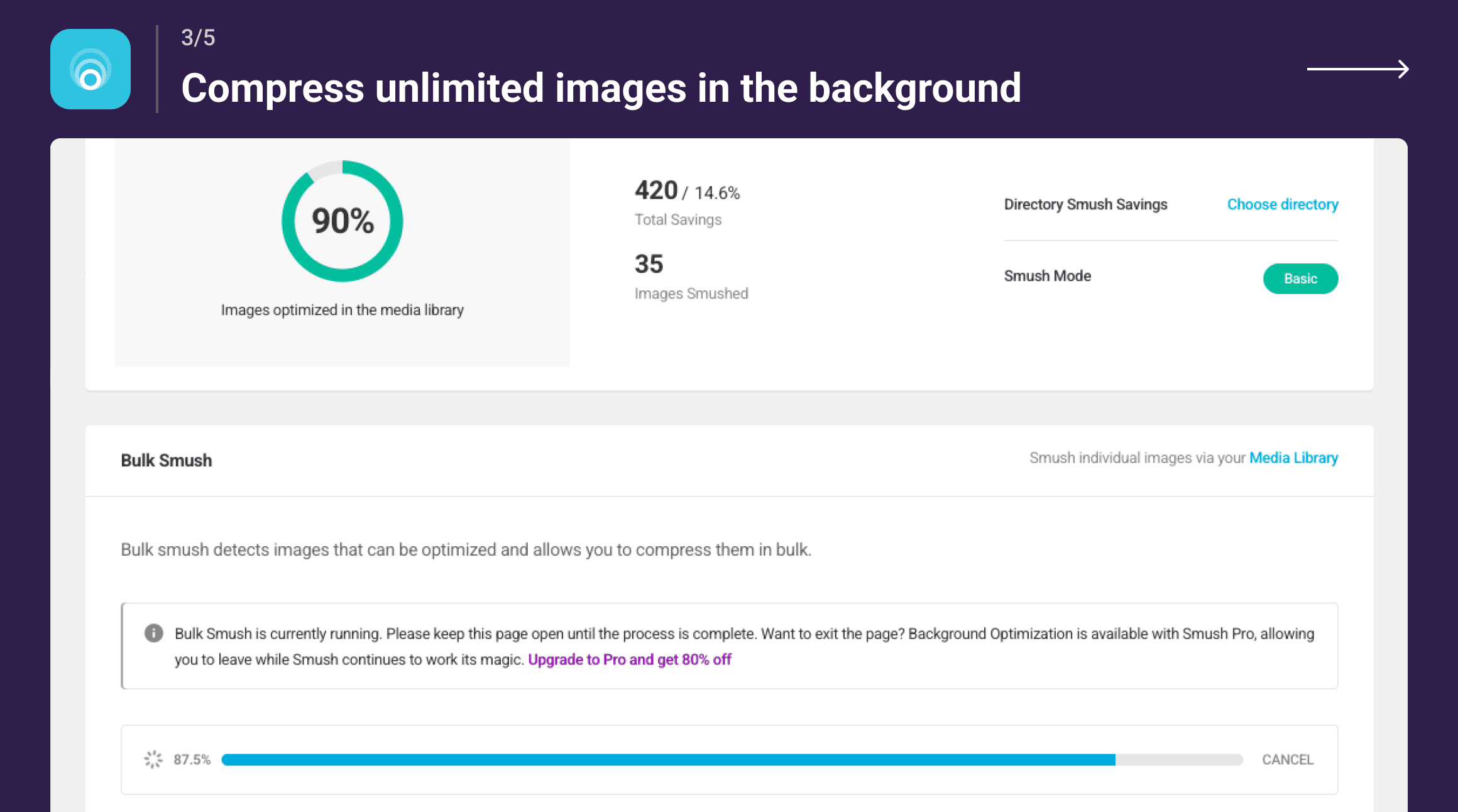Compress unlimited images in the background.