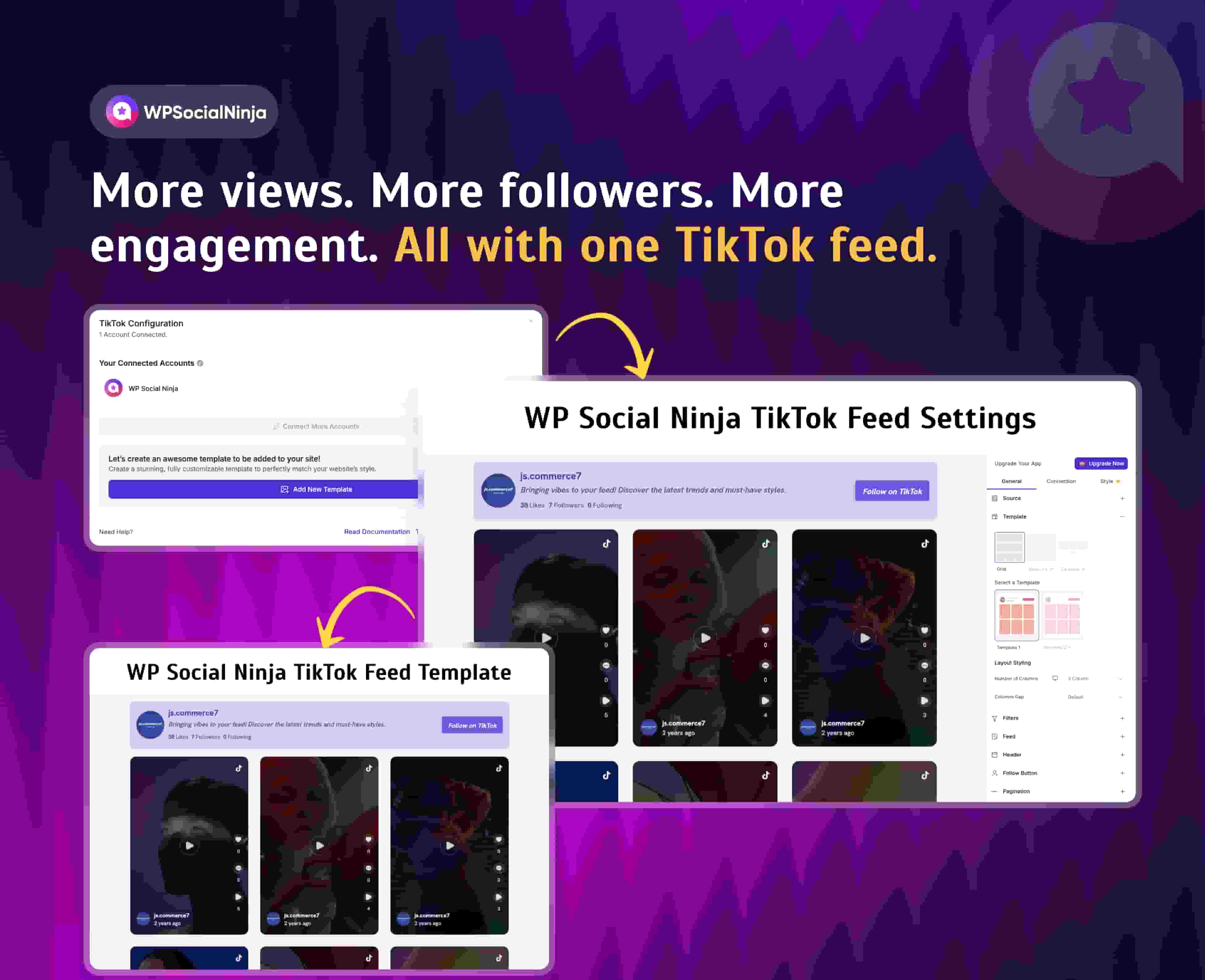 Connect multiple accounts to display your TikTok content