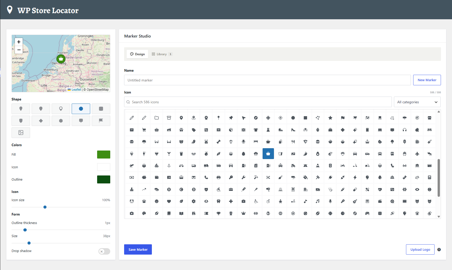 The Marker Studio, design your own markers from 586 icons
