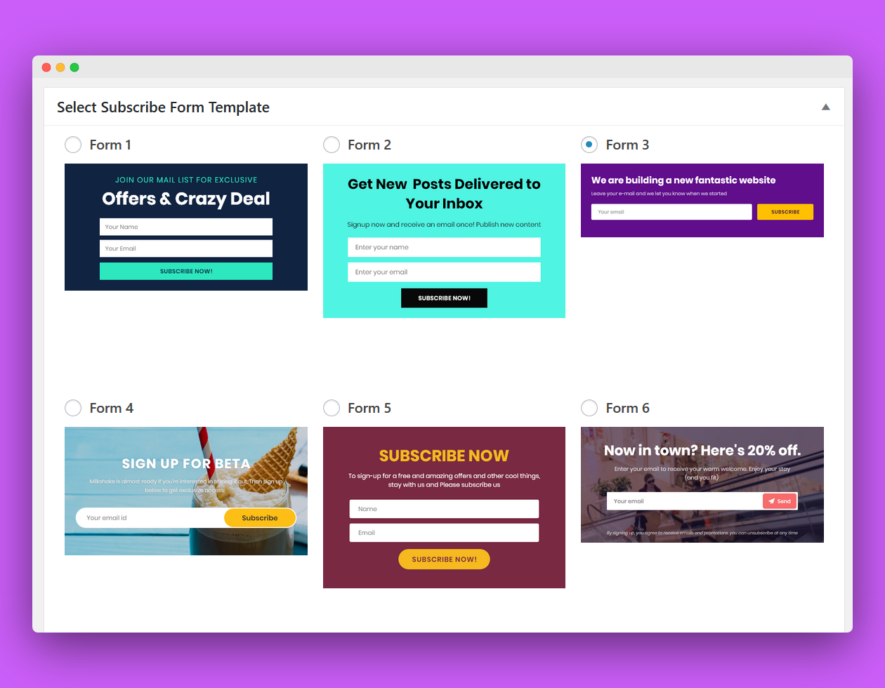 Subscribe Forms &#8211; Beautiful Email Forms, Embedded Newsletter Forms &amp; MailChimp Form