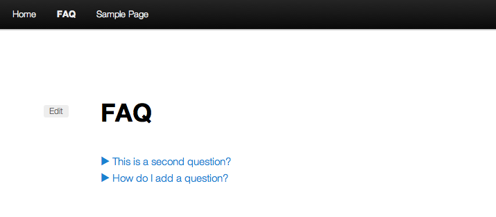 A screenshot of the default shortcode with WP Super FAQ.