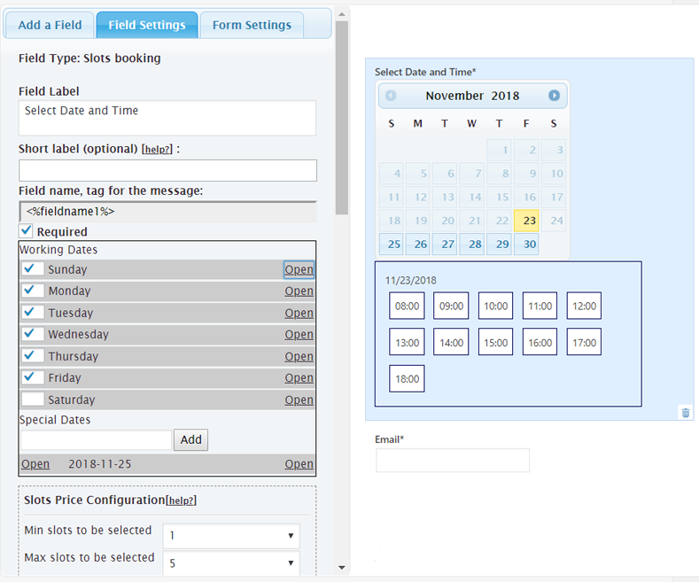 Calendar configuration.